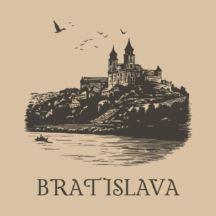 Bratislava T-Shirt | Vintage Slovakia Castle & Danube River Tee T-Shirt