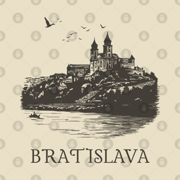 Bratislava T-Shirt | Vintage Slovakia Castle & Danube River Tee by TuncGK