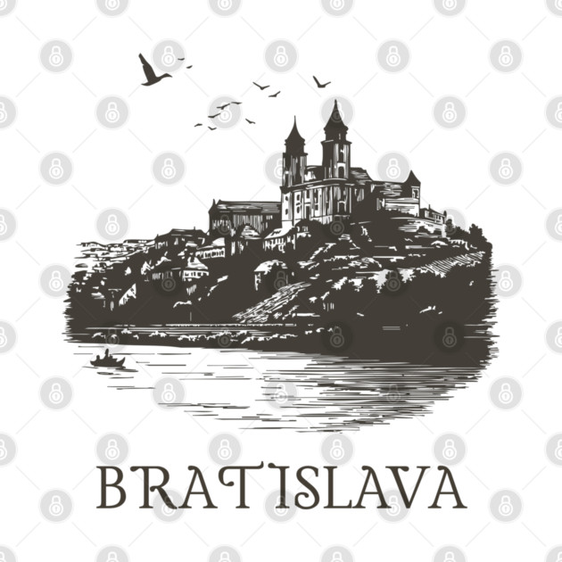 Bratislava T-Shirt | Vintage Slovakia Castle & Danube River Tee by TuncGK