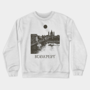 Budapest Woodcut | Vintage Hungarian Parliament & Chain Bridge Crewneck Sweatshirt
