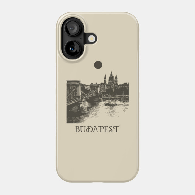 Budapest Woodcut | Vintage Hungarian Parliament & Chain Bridge Phone Case by TuncGK