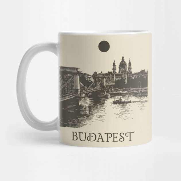 Budapest Woodcut | Vintage Hungarian Parliament & Chain Bridge by TuncGK