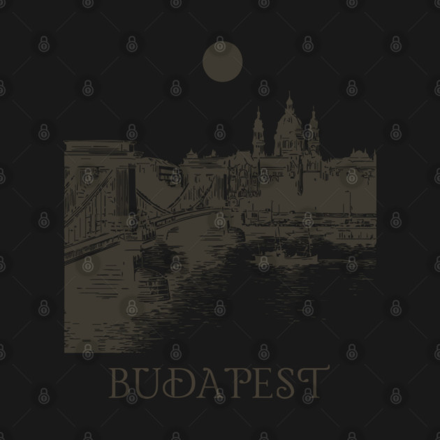 Budapest Woodcut | Vintage Hungarian Parliament & Chain Bridge by TuncGK
