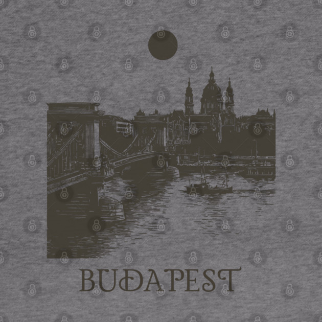 Budapest Woodcut | Vintage Hungarian Parliament & Chain Bridge by TuncGK