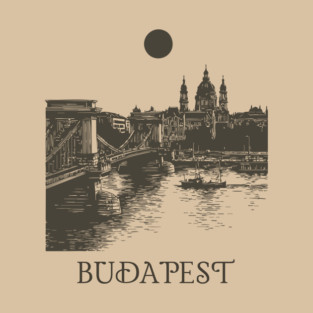 Budapest Woodcut | Vintage Hungarian Parliament & Chain Bridge T-Shirt