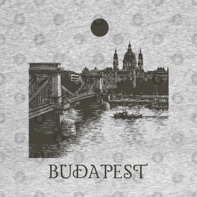 Budapest Woodcut | Vintage Hungarian Parliament & Chain Bridge by TuncGK