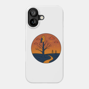 Owl at Sunset - Minimalist Nocturnal Forest Art Phone Case