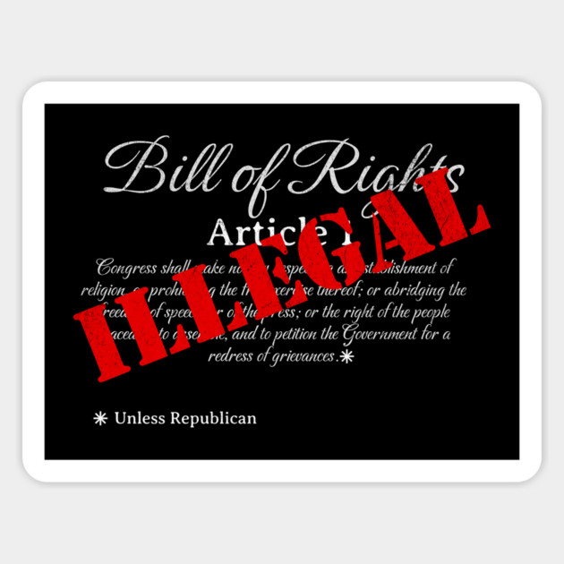 Bill of Rights Parody Political Resistance Design Anti Republican Protest Magnet by Yesteeyear