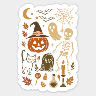Retro Halloween T-Shirt - Vintage Spooky Season Graphic Tee Sticker