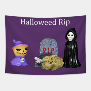 Halloweed RIP - Weed Design Tapestry