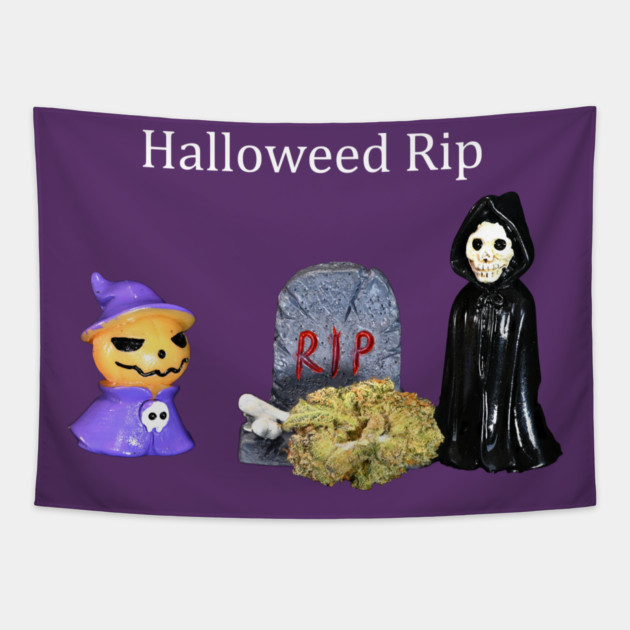 Halloweed RIP - Weed Design Tapestry by MrGreenGenes420