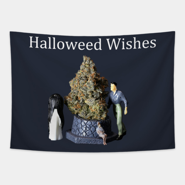 Halloweed Wishes - Weed Design Tapestry by MrGreenGenes420