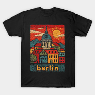Berlin Germany Vintage Embroidered Travel Poster | Retro German Cityscape Souvenir T-Shirt