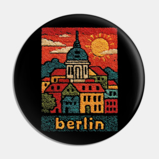 Berlin Germany Vintage Embroidered Travel Poster | Retro German Cityscape Souvenir Pin