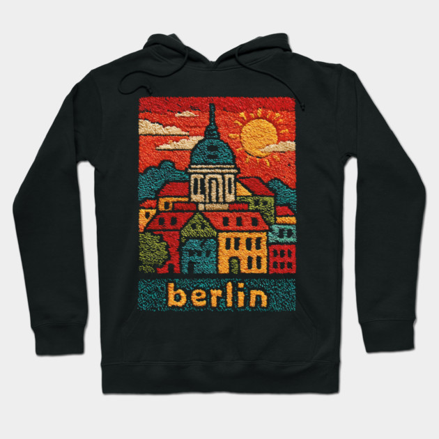 Berlin Germany Vintage Embroidered Travel Poster | Retro German Cityscape Souvenir Hoodie by TuncGK