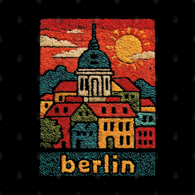 Berlin Germany Vintage Embroidered Travel Poster | Retro German Cityscape Souvenir by TuncGK