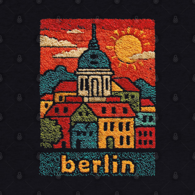Berlin Germany Vintage Embroidered Travel Poster | Retro German Cityscape Souvenir by TuncGK