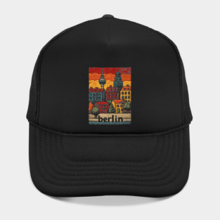 Berlin Architecture Folk Art Poster | Vintage Stitched Germany City Souvenir Hat