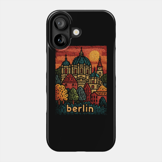 Berlin Cathedral Embroidered Travel Poster | Vintage Germany Landmark Souvenir Phone Case by TuncGK