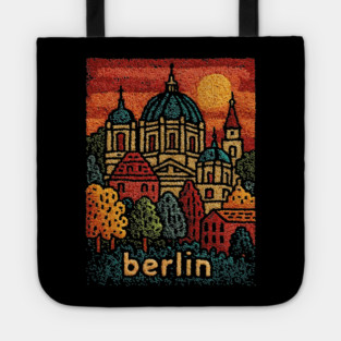 Berlin Cathedral Embroidered Travel Poster | Vintage Germany Landmark Souvenir Tote