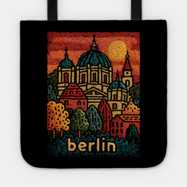 Berlin Cathedral Embroidered Travel Poster | Vintage Germany Landmark Souvenir Tote by TuncGK