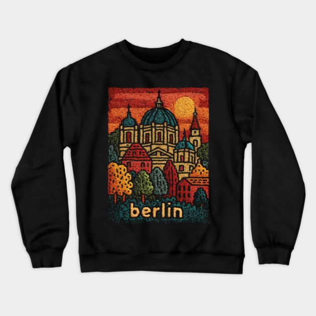 Berlin Cathedral Embroidered Travel Poster | Vintage Germany Landmark Souvenir Crewneck Sweatshirt by TuncGK
