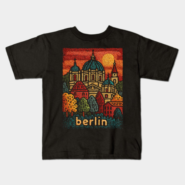 Berlin Cathedral Embroidered Travel Poster | Vintage Germany Landmark Souvenir Kids T-Shirt by TuncGK