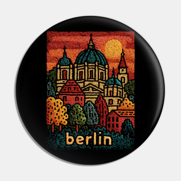 Berlin Cathedral Embroidered Travel Poster | Vintage Germany Landmark Souvenir Pin by TuncGK