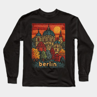 Berlin Cathedral Embroidered Travel Poster | Vintage Germany Landmark Souvenir Long Sleeve T-Shirt