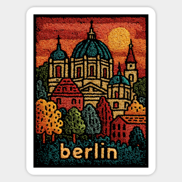 Berlin Cathedral Embroidered Travel Poster | Vintage Germany Landmark Souvenir Magnet by TuncGK