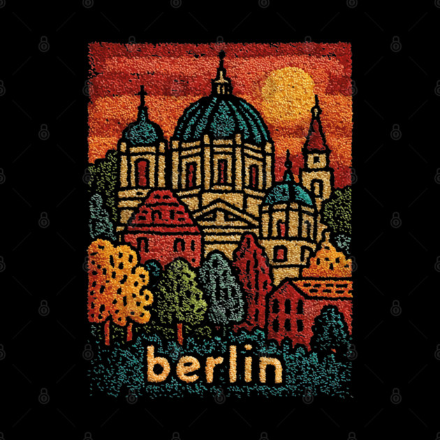 Berlin Cathedral Embroidered Travel Poster | Vintage Germany Landmark Souvenir by TuncGK