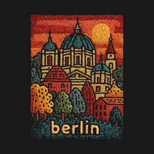 Berlin Cathedral Embroidered Travel Poster | Vintage Germany Landmark Souvenir T-Shirt