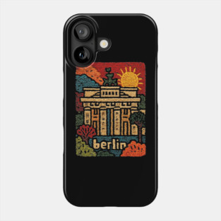 Brandenburg Gate Berlin Vintage Patch Poster | Retro Germany Travel Souvenir Phone Case