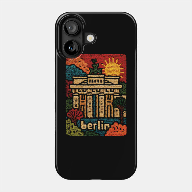 Brandenburg Gate Berlin Vintage Patch Poster | Retro Germany Travel Souvenir Phone Case by TuncGK