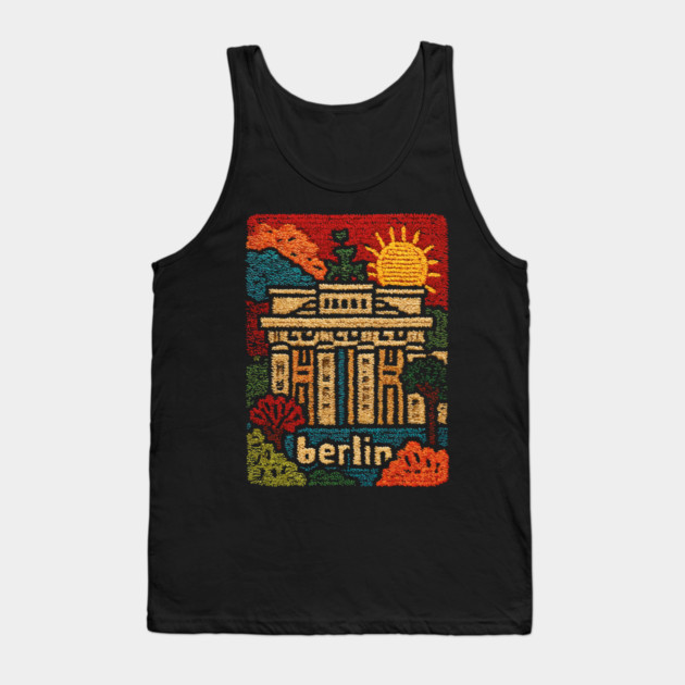 Brandenburg Gate Berlin Vintage Patch Poster | Retro Germany Travel Souvenir Tank Top by TuncGK