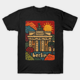 Brandenburg Gate Berlin Vintage Patch Poster | Retro Germany Travel Souvenir T-Shirt