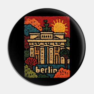 Brandenburg Gate Berlin Vintage Patch Poster | Retro Germany Travel Souvenir Pin