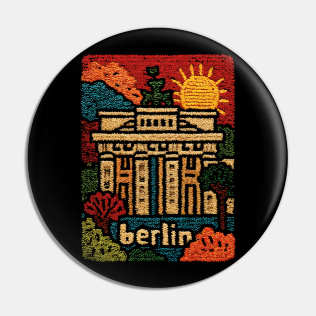 Brandenburg Gate Berlin Vintage Patch Poster | Retro Germany Travel Souvenir Pin by TuncGK