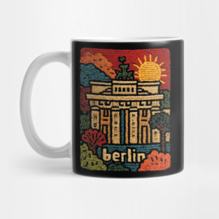 Brandenburg Gate Berlin Vintage Patch Poster | Retro Germany Travel Souvenir Mug