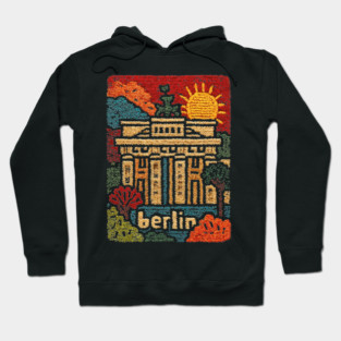 Brandenburg Gate Berlin Vintage Patch Poster | Retro Germany Travel Souvenir Hoodie