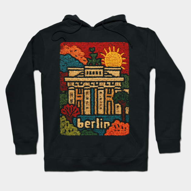 Brandenburg Gate Berlin Vintage Patch Poster | Retro Germany Travel Souvenir Hoodie by TuncGK