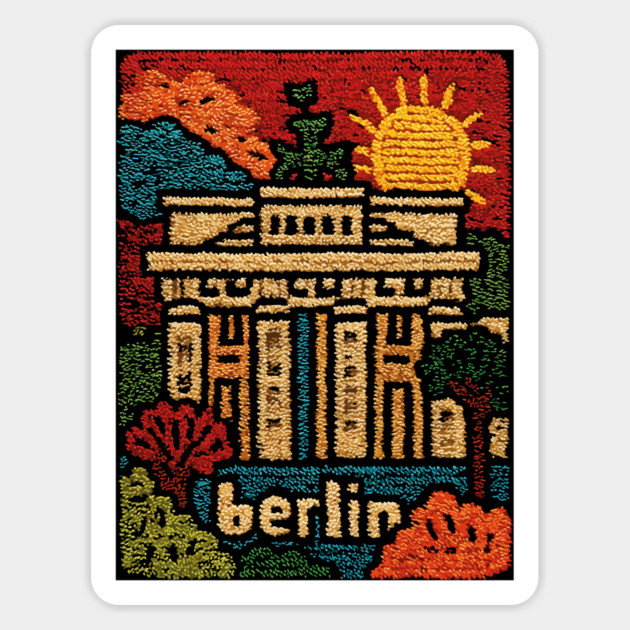 Brandenburg Gate Berlin Vintage Patch Poster | Retro Germany Travel Souvenir Magnet by TuncGK