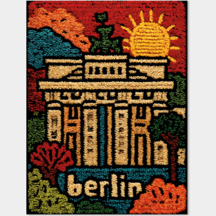 Brandenburg Gate Berlin Vintage Patch Poster | Retro Germany Travel Souvenir Posters and Art
