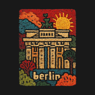 Brandenburg Gate Berlin Vintage Patch Poster | Retro Germany Travel Souvenir T-Shirt