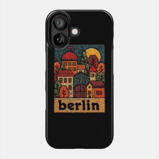 Charming Berlin Neighborhood Stitched Art | Cozy German Street Scene Souvenir Phone Case