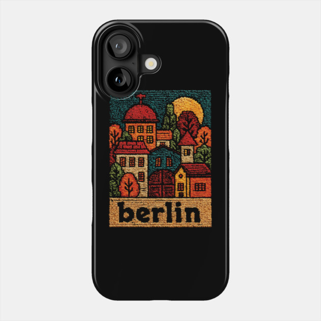 Charming Berlin Neighborhood Stitched Art | Cozy German Street Scene Souvenir Phone Case by TuncGK