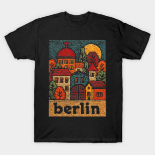 Charming Berlin Neighborhood Stitched Art | Cozy German Street Scene Souvenir T-Shirt