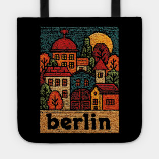 Charming Berlin Neighborhood Stitched Art | Cozy German Street Scene Souvenir Tote