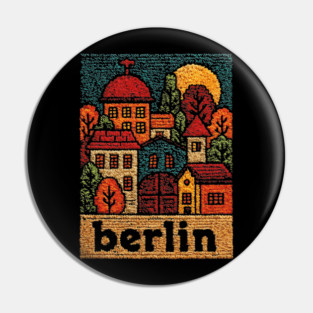 Charming Berlin Neighborhood Stitched Art | Cozy German Street Scene Souvenir Pin