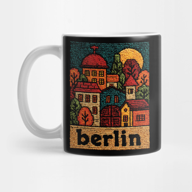 Charming Berlin Neighborhood Stitched Art | Cozy German Street Scene Souvenir by TuncGK